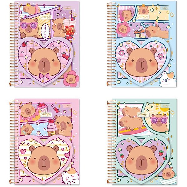 Caderno 01x1 cp.dura colegial pampy c/bloco coracao 80fls (s - cadersil (unidade)