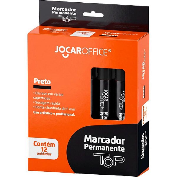 Pincel marcador permanente jocar chanfrado top preto - leonora (cx.c/12)