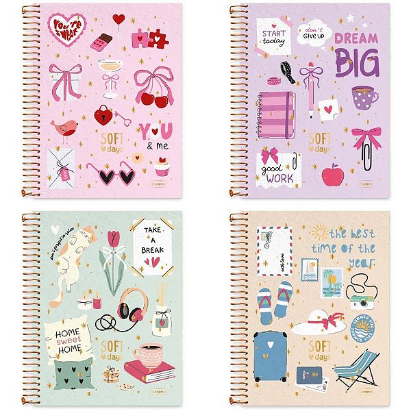 Caderno 01x1 capa dura soft days 80fls - cadersil (pct.c/04)