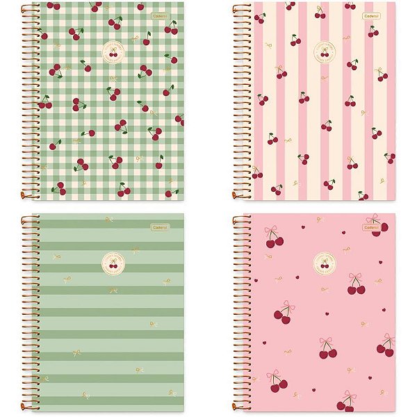 Caderno 10x1 capa dura cherry lovers 160fls. - cadersil (pct.c/04)