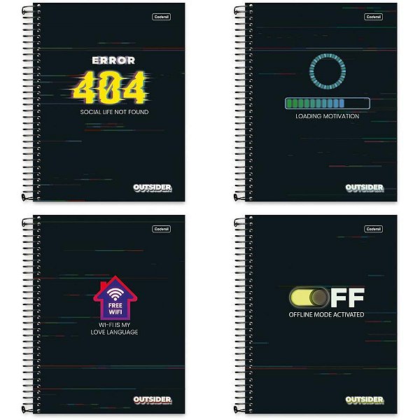 Caderno 10x1 capa dura outsider 160fls. - cadersil (pct.c/04)