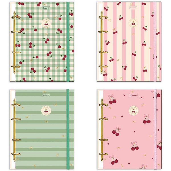 Caderno argolado cherry lovers c/elastico (sortido) - cadersil (unidade)