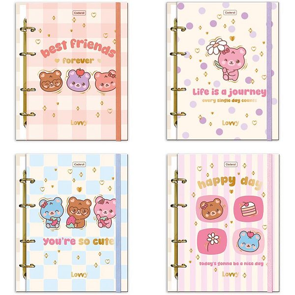 Caderno argolado lovvy c/elas.4 capas 80fls (sortido) - cadersil (unidade)