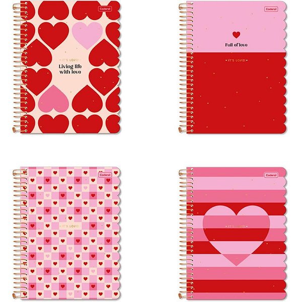 Caderno 01x1 cp.dura colegial its love c/pingente 80fls (sortido) - cadersil (unidade)