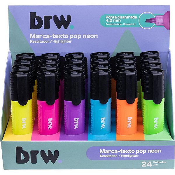 Caneta marca texto pop neon 6 cores - brw (dp.c/24)