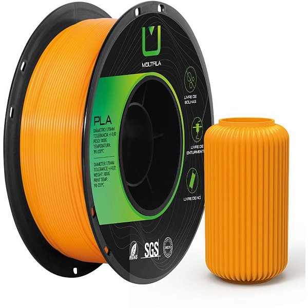 Filamento 3d pla laranja 1 kilo - multfila (rolo)