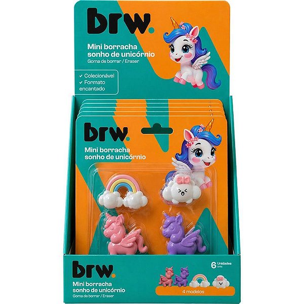 Borracha decorada unicornio mini 4unx6blister - brw (dp.c/6)