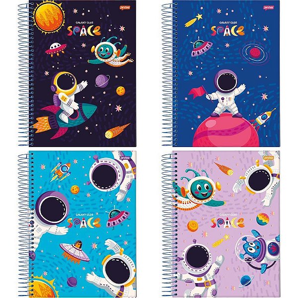 Caderno 01x1 capa dura galaxy club space 80fls. i.a - jandaia (pct.c/04)