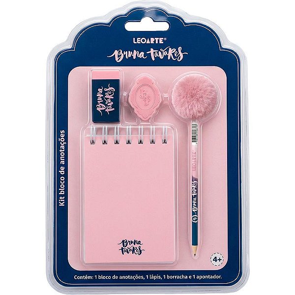 Kit escolar bruna tavares bloco 80fls+3pcs - leonora (blister)