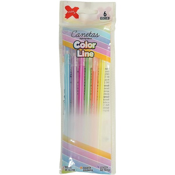 Caneta esferografica color line 0.7mm - make+ (bl.c/06)