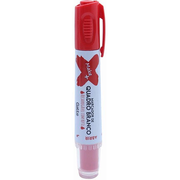 Pincel quadro branco qb recarregavel c/refil vermel - make+ (cx.c/12)