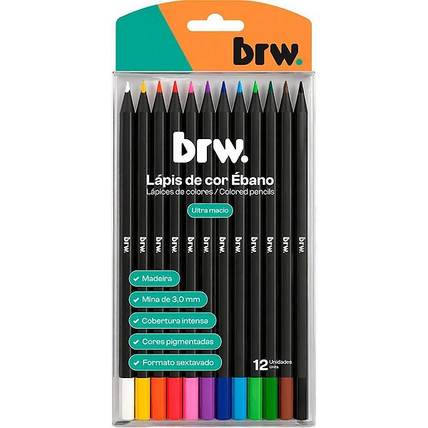 Lapis de cor sextavado ebano 12 cores - brw (unidade)