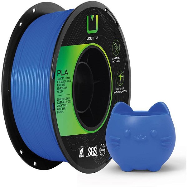 Filamento 3d pla azul safira 1 kilo - multfila (rolo)