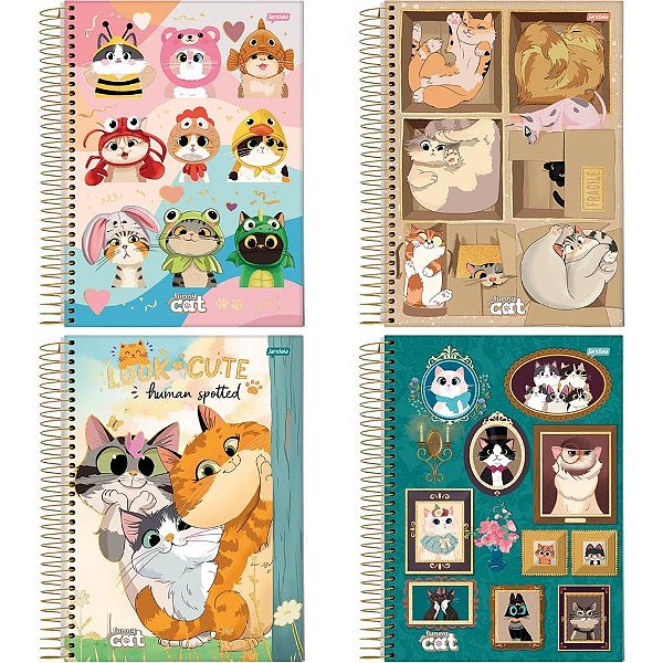 Caderno 10x1 capa dura funny cat 160fls. i.a - jandaia (pct.c/04)