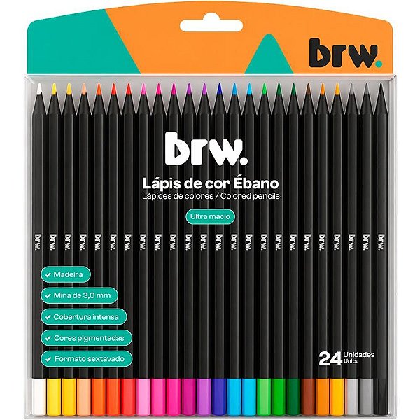 Lapis de cor sextavado ebano 24 cores - brw (unidade)
