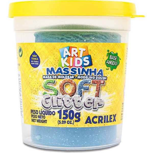 Massa para modelar soft 150g.azul glitter bs.amid - acrilex (pote)