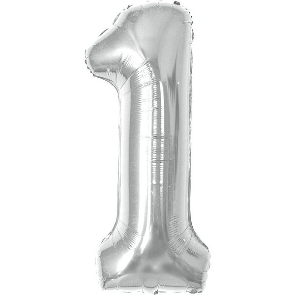 Balao metalizado numero 1 prata 70cm. - make+ (unidade)