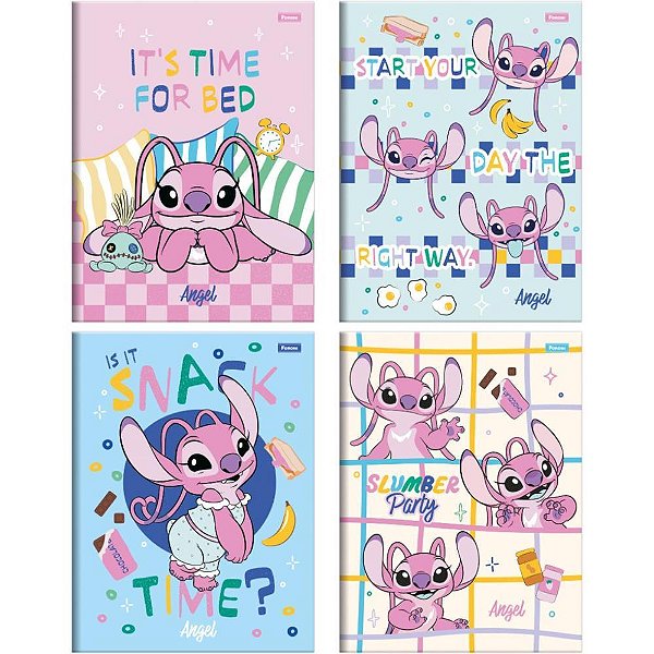 Caderno brochurao capa dura stitch angel 80fl - foroni (pct.c/05)