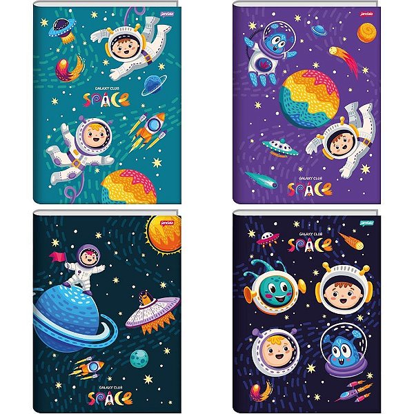 Caderno brochurao capa dura galaxy club space 80fls. i.a - jandaia (pct.c/05)