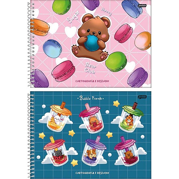 Caderno desenho univ capa dura mochi espiral 80fls. i.a - jandaia (pct.c/04)