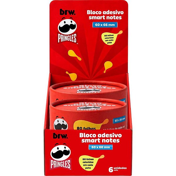 Bloco de recado autoadesivo pringles 60x66mm 80fls 4cores - brw (dp.c/06)