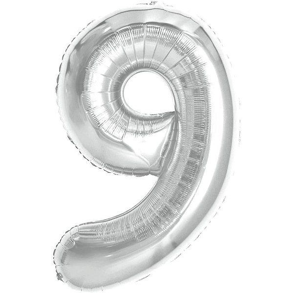 Balao metalizado numero 9 prata 70cm. - make+ (unidade)