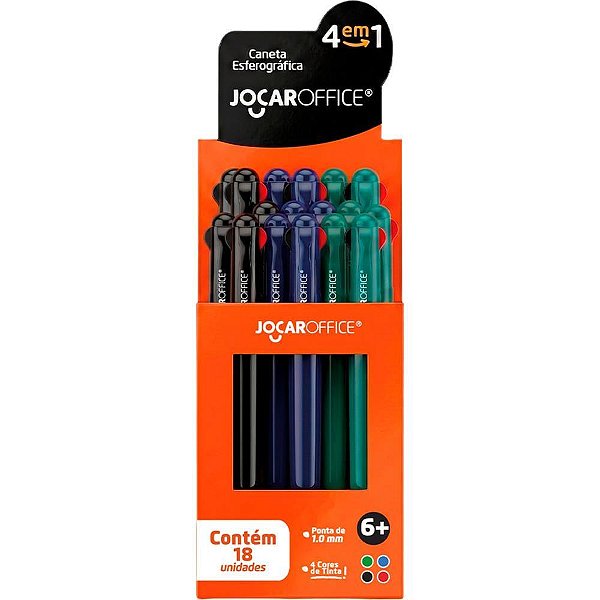 Caneta esferografica jocar 4em1 retratil 1.0mm 4cor - leonora (dp.c/18)