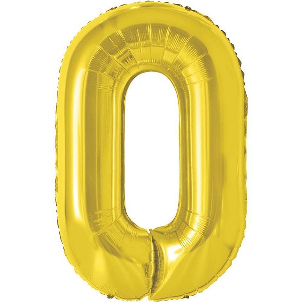 Balao metalizado numero 0 dourado 70cm. - make+ (unidade)