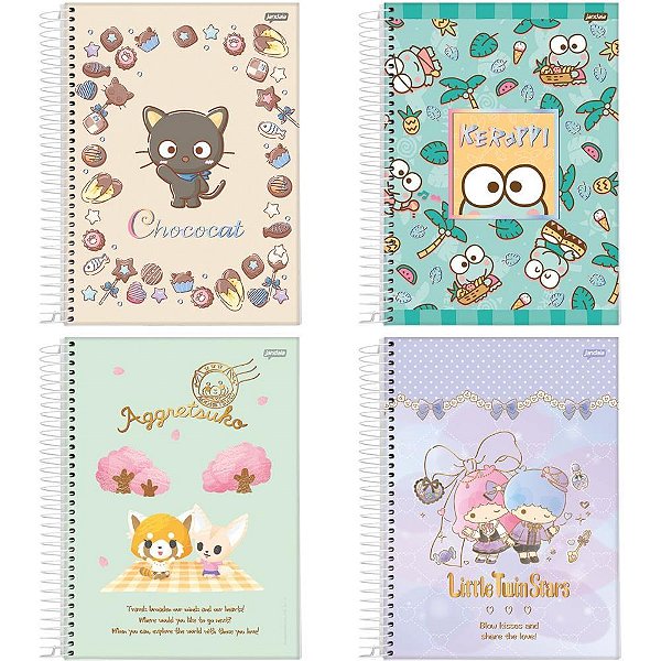 Caderno 10x1 capa dura sanrio friends 160fls. i.a - jandaia (pct.c/04)