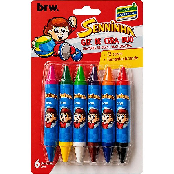 Giz de cera jumbo senninha 12 cores - brw (unidade)