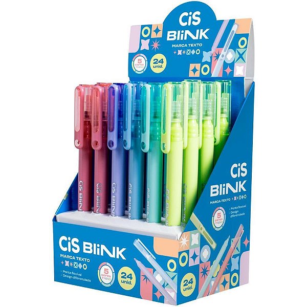 Caneta marca texto cis blink trend colors 5cor (s - sertic (dp.c/24)
