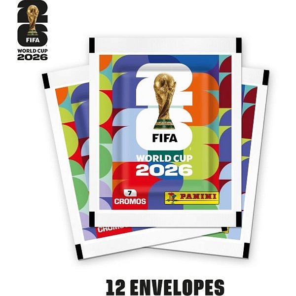 Copa panini 2026 figurinhas fifa envelope c/7 - panini (bl.c/12)
