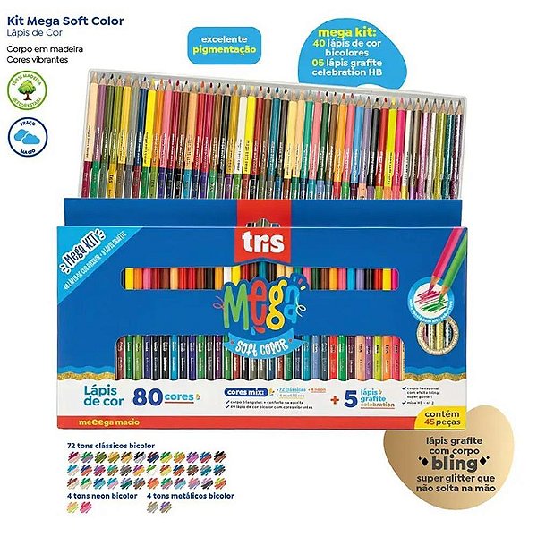 Lapis de cor sextavado mega soft color 80cores/45lapi - summit (estojo)