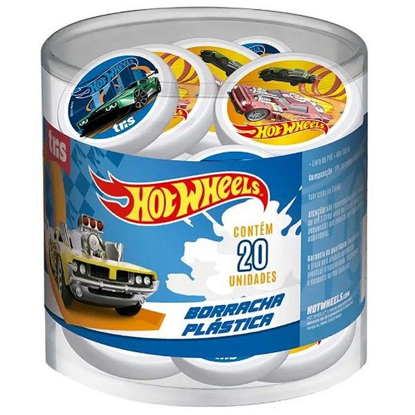 Borracha decorada hot wheels 2 modelos - summit (pote-20)