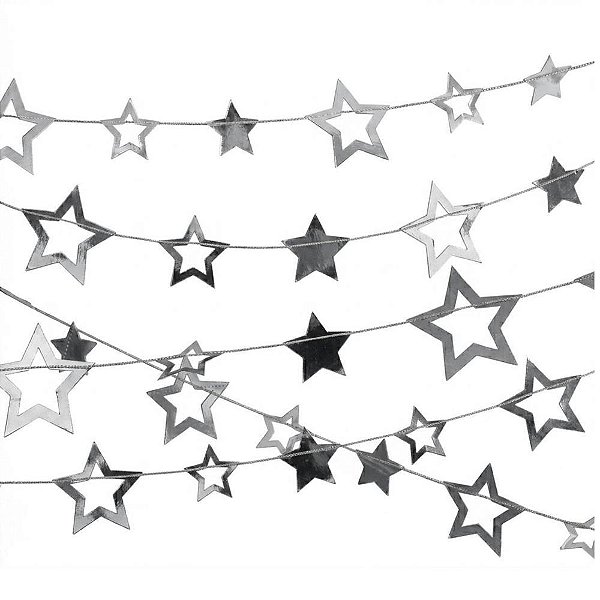 Artigo para decoracao estrelas prata cordao 1,50m - art lille (unidade)