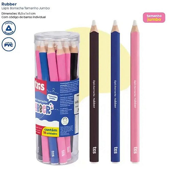 Borracha lapis tris rubber jumbo pt/az/rs - summit (pote-18)
