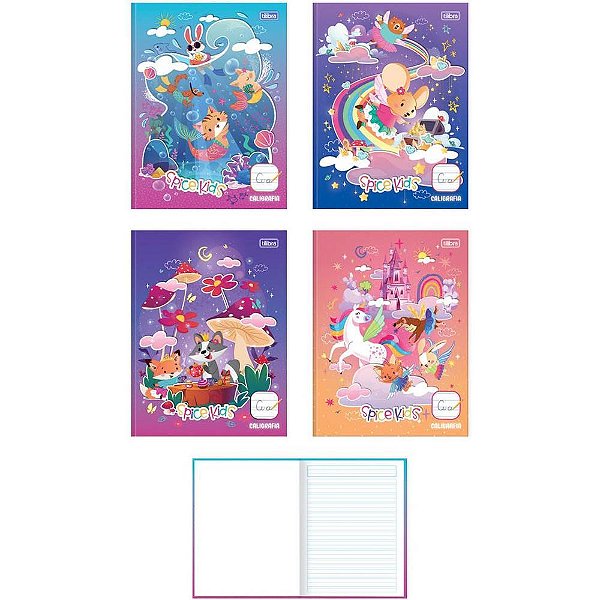 Caderno caligrafia capa dura spice kids 40fls brochura femi - tilibra (pct.c/08)