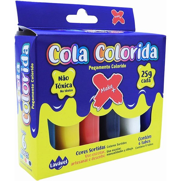 Cola colorida 6 cores 25g - make+ (pct.c/06)