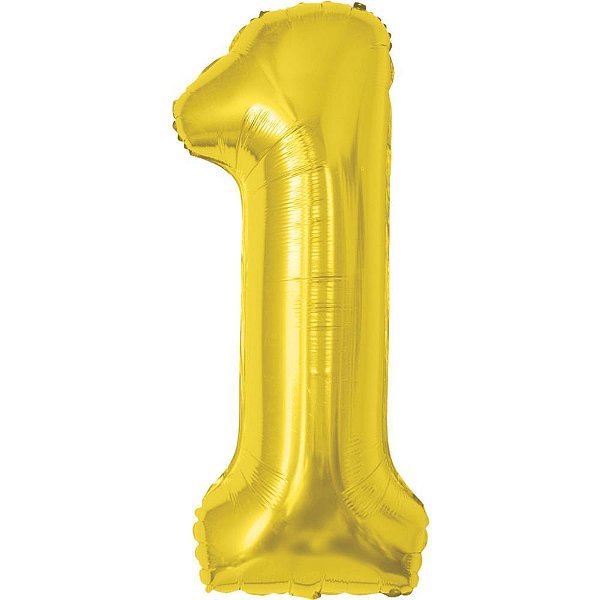 Balao metalizado numero 1 dourado 70cm. - make+ (unidade)