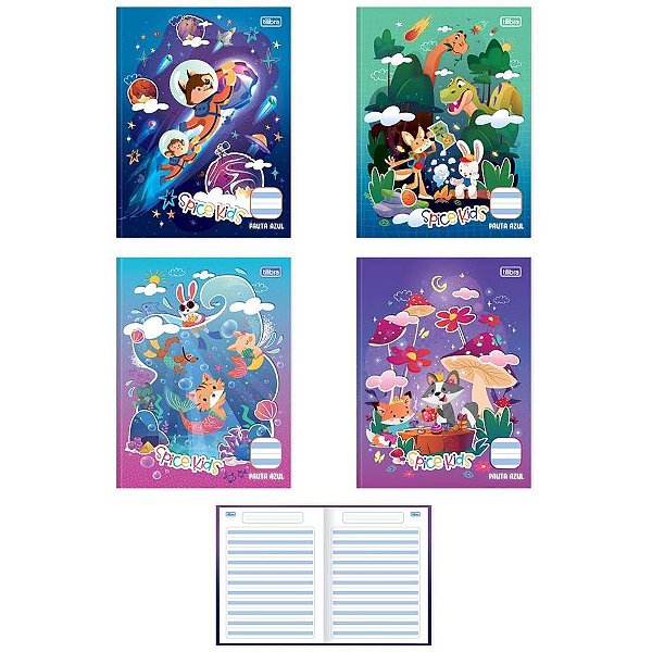 Caderno caligrafia capa dura spice kids 40f pauta azul - tilibra (pct.c/08)