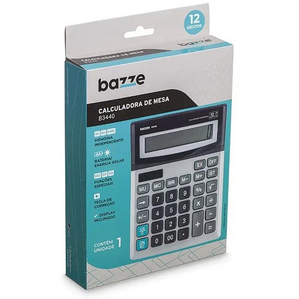 Calculadora de mesa 12dig. bazze b3440 prata/preta - summit (unidade)