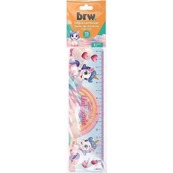 Regua plastica unicornio lenticular 15cm. - brw (cx.c/12)