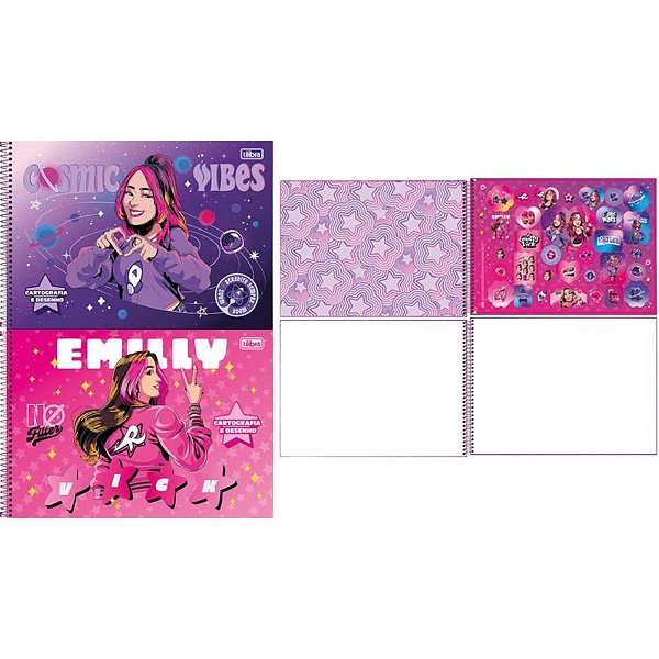 Caderno desenho univ capa dura emilly vick e katlen 80fls esp - tilibra (pct.c/04)