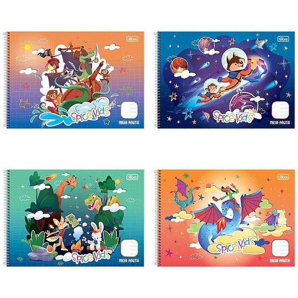 Caderno desenho univ capa dura spice kids meia pauta 40f masc - tilibra (pct.c/04)