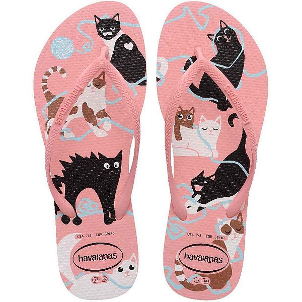 Chinelo havaianas feminino slim pets 39/0 manga rosa - havaianas (par)