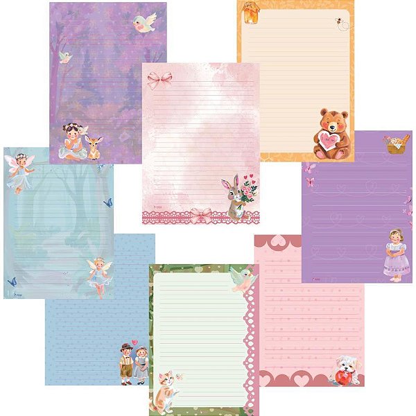 Papel de carta decorado sweet dreams 64fls 8estamp.75g - tamoio (pct.c/04)