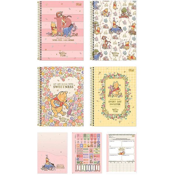 Caderno 10x1 capa dura pooh 160fls capa unica - tilibra (pct.c/04)