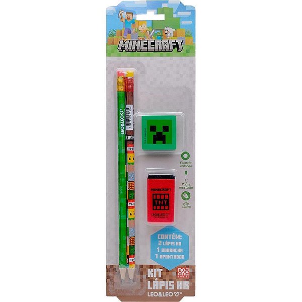 Kit escolar minecraft hb c/04 pecas - leonora (blister)