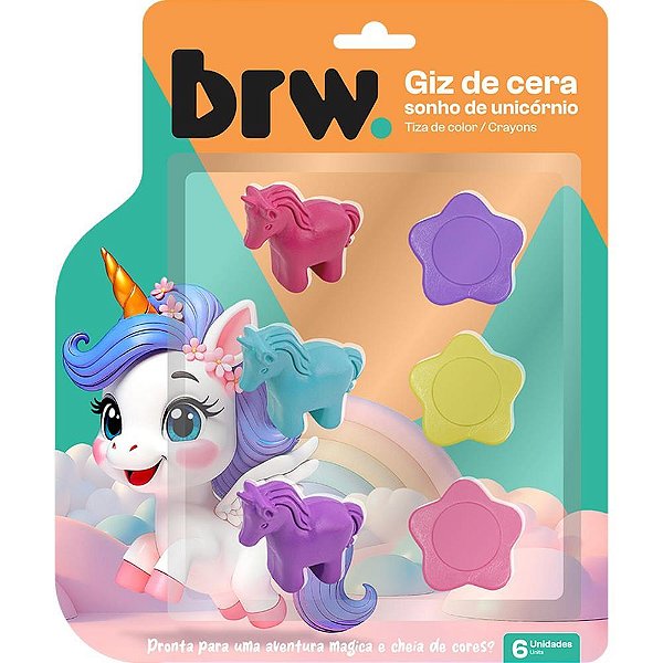 Giz de cera curto unicornio 6 formatos - brw (unidade)