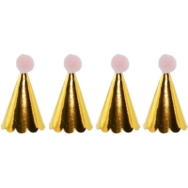 Acessorio para cabelo mini chapeu ouro pompom rosa - art lille (pct.c/10)